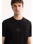 Erkek Siyah Bisiklet Yaka Viskon Karışımlı Bi-Stretch Baskılı Regular Fit T-Shirt A52Y1020 2