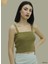 Haki Askılı Triko Büstiyer - Cropped & Slim Fit, Nefes Alabilir Dokulu Kumaş 1