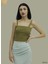 Haki Askılı Triko Büstiyer - Cropped & Slim Fit, Nefes Alabilir Dokulu Kumaş 2