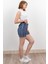 Beli Lastikli Çizgili Kısa Cepli Şort 30282 2