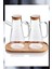 2'li Bambu Kapaklı Ahşap Standlı Camlı Yağdanlık & Sirkelik & Zeytinyağı Şisesi 900 ml 3lü Set 2