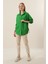 20132 Ip Büzgülü Oversize Gömlek - Yeşil 2