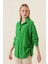 20132 Ip Büzgülü Oversize Gömlek - Yeşil 7