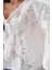 Kadın Beyaz Yakma Şifon Desenli Organze Bluz 29101 3