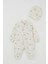 Erkek Bebek Tulum Sevimli Deniz Hayvanları Desenli 0-6 Ay, Krem 1