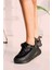 Siyah - Kadife Dolgu Taban Sneaker 1