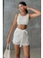 Beyaz Keten Bağlama Detaylı Yüksek Bel Slim Günlük Fermuarlı Şık Trend Yazlık Mini Şort Etek 2