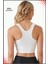 Kadın Ekru Spor Büstiyer Crop Halter Yaka Pedli Toparlayıcı Likralı Dalgıç Havuz Deniz Uygun 2