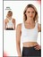 Kadın Ekru Spor Büstiyer Crop Halter Yaka Pedli Toparlayıcı Likralı Dalgıç Havuz Deniz Uygun 4