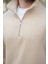 Bej Fermuarlı Yarım Balıkçı Yaka Erkek Sweatshirt E7164 4