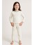 Kız Çocuk Pijama Takımı Bahar Fısıltısı Renkli Yapraklar Desenli 4-8 Yaş, Ekru 1