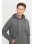 Erkek Antrasit-melanj Standart Fit Normal Kesim Kapüşonlu Fermuarlı Sweatshirt Ceket 4