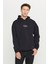 Erkek Siyah Oversize Fit Bol Kesim Kapüşonlu Içi Polarlı 3 Iplik Pamuklu Sweatshirt 3