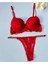 Beyaz Gelincik Underwear Gold Night Kadın Kırmızı Dantelli Zincir Detaylı Balenli Destekli Dolgulu Sütyen Takımı Iç Çamaşırı Takımı 2