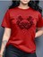 Gül Renk Uyumlu Baskılı Kadın Pamuk T-Shirt 1