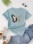 Kelebek & Papatya Baskılı Kadın Pamuk T-Shirt 2