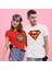 Wonder Women & Superman Baskılı Sevgili Çift Kombini Kadın Erkek Unisex Tshirt 2'li Takım 1
