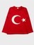 Çocuk Pamuklu Kırmızı Ay Yıldız Desenli Uzun Kollu Bisiklet Yaka Tshirt 2