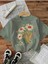 Retro Çiçek Tasarım Baskılı Kadın Pamuk T-Shirt 1