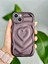 Aksesuar Apple Iphone 13 ve 14 ile Uyumlu 3D Mat Kabartma Kalp Desenli Kamera Korumalı Silikon Kılıf 1