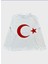 Çocuk Pamuklu Beyaz Kırmızı Ay Yıldız Desenli Uzun Kollu Bisiklet Yaka Tshirt 2