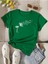 Çiçek & Tuş Tema Baskılı Kadın Yeşil T-Shirt 1