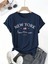 New York Minimal Baskılı Lacivert Kadın Pamuk T-Shirt 1