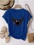 Siyah Kalp & Kanat Baskılı Kadın Pamuk T-Shirt 1