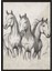 Siyah Çerçeveli Tablo, Üçlü At Eskiz Çizimi – Siyah Beyaz, Ofis Dekoru Poster No: 108664 1