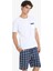 Regular Fit Pijama Takımı Kısa Kollu Üst Kareli Şort E7158AX25HS 4