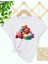 Renkli Makaron Özel Tasarım Baskılı Kadın T-Shirt 1