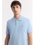 Erkek Açık Mavi Kıvrılmaz Polo Yaka %100 Pamuk Basic Regular Fit T-Shirt B001032 4