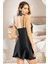 Lingerie 2103 Siyah Dantelli İp askılı Sexy Saten Gecelik 4
