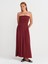 91496 Straplez Büzgülü Elbise-Açık Bordo 1