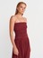 91496 Straplez Büzgülü Elbise-Açık Bordo 4