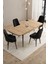 Mazaka Meşe Desen 80X132 Açılabilir Mdf Masa Yemek Odası Takımı, Mutfak Takımı 4 Adet Sandalye 2