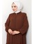 Kat Detaylı Fermuarlı Ferace 1586 - Kahve 2