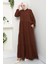Kat Detaylı Fermuarlı Ferace 1586 - Kahve 5