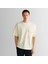 Erkek Krem Relaxed Fit Bisiklet Yaka Logolu T-Shirt 1