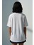 Trend Kadın Tişört - %100 Pamuk Baby Desen Baskılı Oversize Beyaz 3