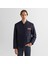 Erkek Lacivert Oversize Fit Hakim Yaka Logolu Ceket 4