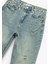 Yüksek Bel Rahat Kalıp Yıpratılmış Zincir Detaylı Mom Jean Pantolon - Mom Slim Jean 3