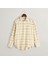 Erkek Bej Oversize Fit Klasik Yaka Kareli Gömlek 4