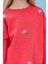 Kız Çocuk Fırfır Detaylı Çiçek Işlemeli Şardonlu Oversize Sweatshirt - Nar Çiçeği 4