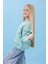 Kız Çocuk Fırfır Detaylı Çiçek Işlemeli Şardonlu Oversize Sweatshirt - Çağla 2