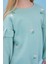 Kız Çocuk Fırfır Detaylı Çiçek Işlemeli Şardonlu Oversize Sweatshirt - Çağla 4