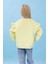 Kız Çocuk Fırfır Detaylı Çiçek Işlemeli Şardonlu Oversize Sweatshirt - Sarı 2