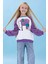 Kız Çocuk Fil Baskılı Bisiklet Yaka Oversize Mevsimlik sweatshirt - Ekru/mor 5