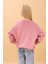 Kız Çocuk Zürafa Nakışlı Mevsimlik Oversize Sweatshirt – Gül Kurusu 3