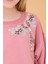Kız Çocuk Zürafa Nakışlı Mevsimlik Oversize Sweatshirt – Gül Kurusu 4